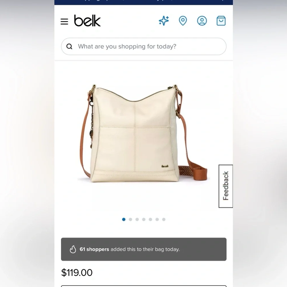 The Sak Cream Leather Crossbody Shoulder Bag with Tan Strap - Picture 3 of 11